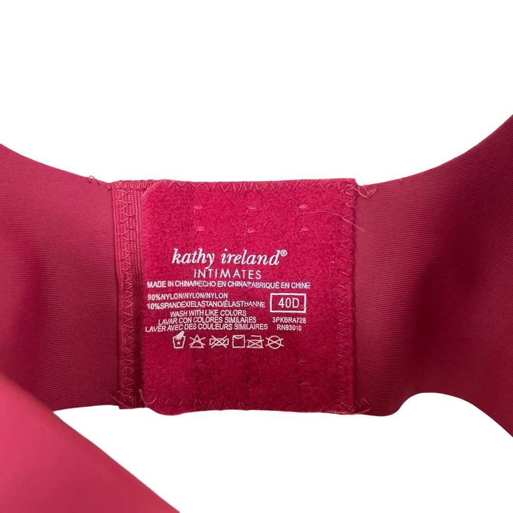 Kathy Ireland T-Shirt Bra Womens 40D Red Underwire Full Coverage Intimates - Picture 6 of 6